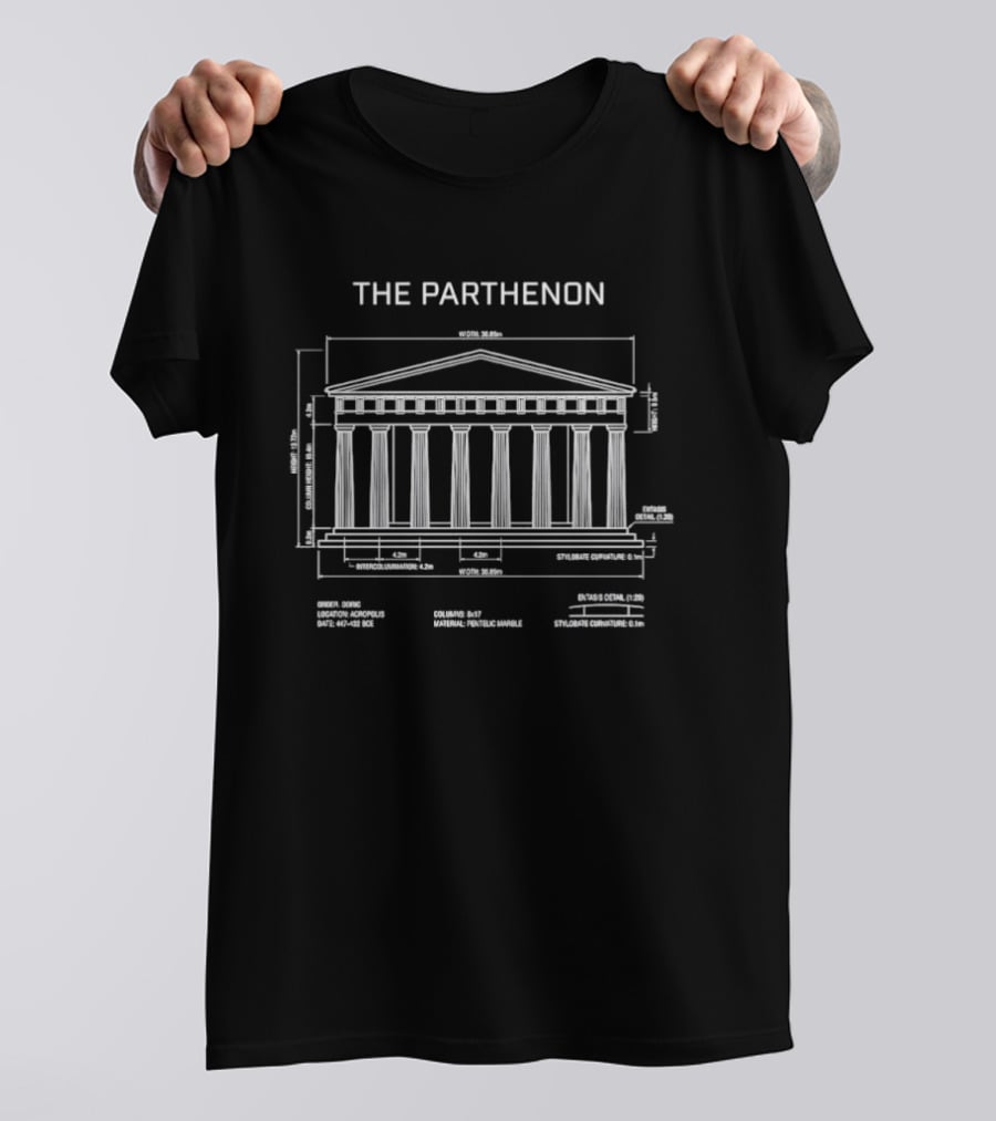 The Parthenon Blueprint Ancient Greece Architectural Diagram T-Shirt