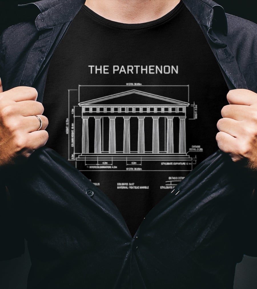 The Parthenon Blueprint Ancient Greece Architectural Diagram T-Shirt