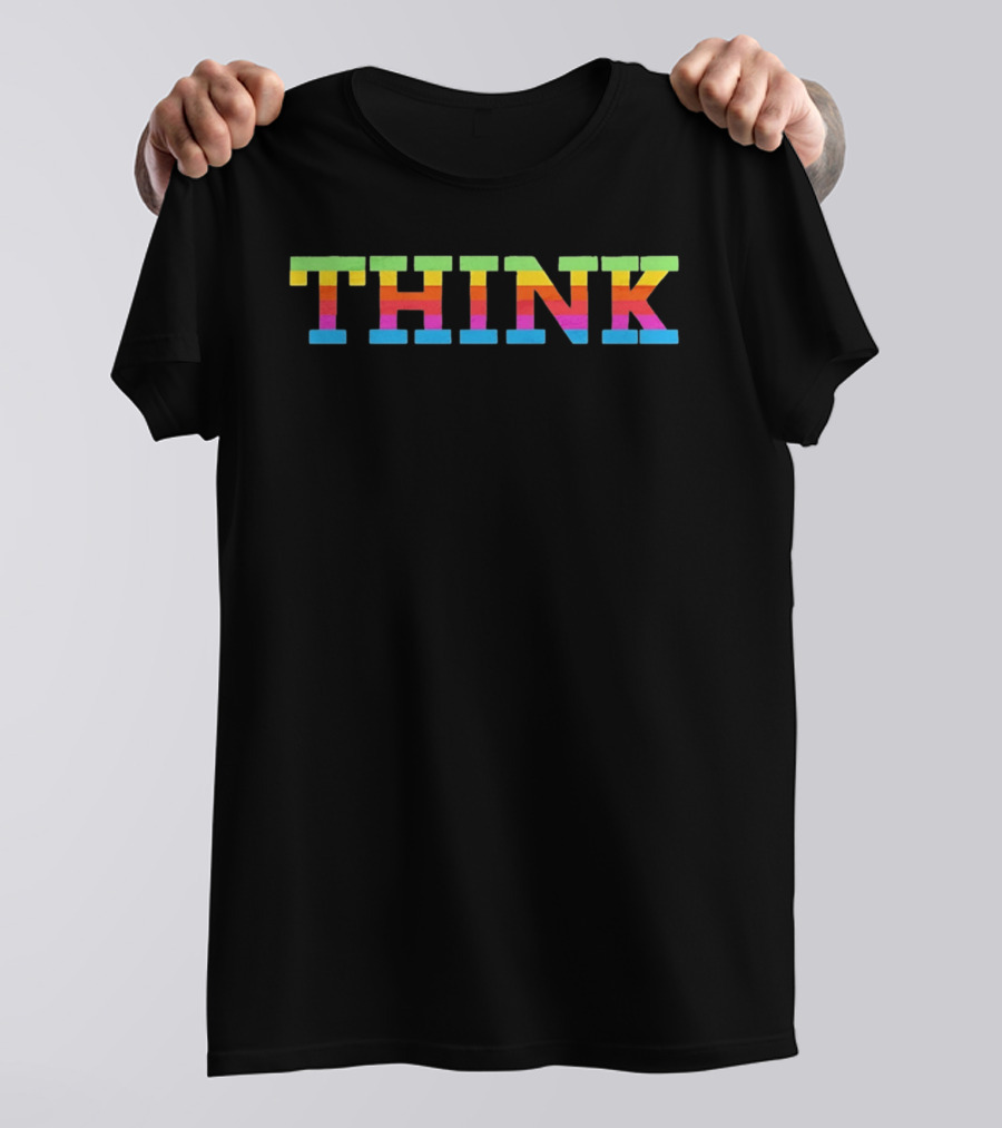 Think Apple's Rainbow Multicolored Lettering T-Shirt