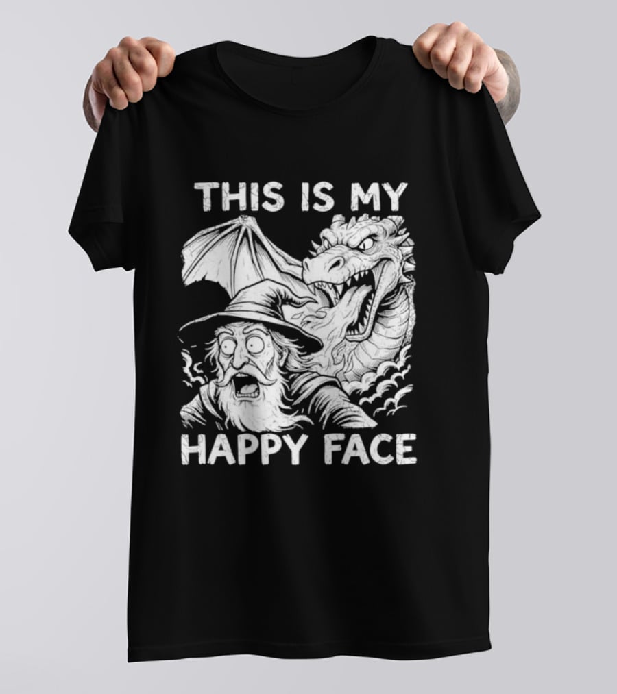 This Is My Happy Face Dungeon Master Dragon Wizard Expression T-Shirt