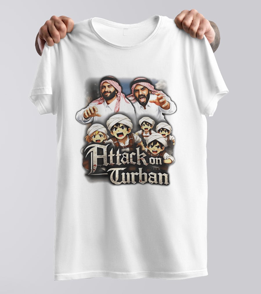 Attack On Turban Anime Characters And Traditional Attire T-Shirt