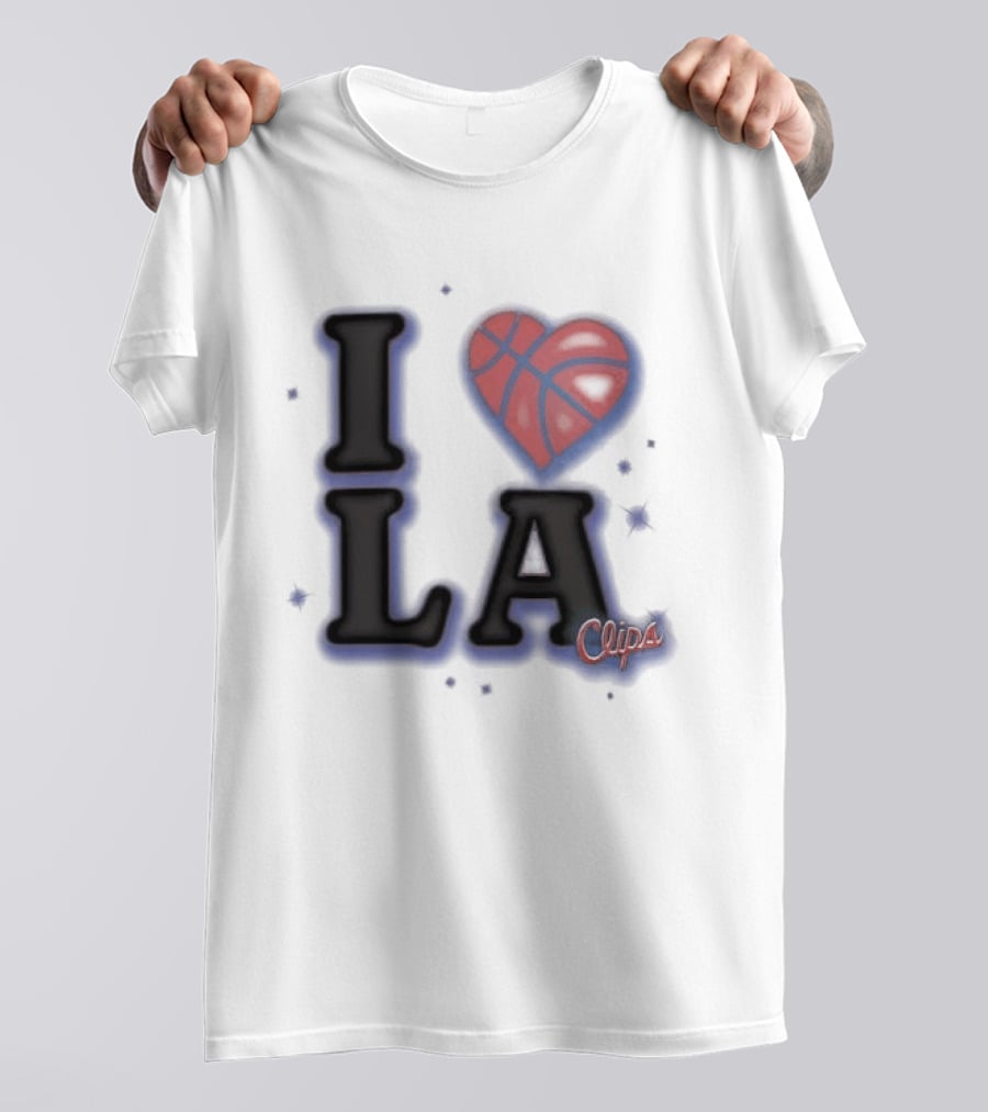 I Love LA Los Angeles Clippers Basketball Heart Logo Clips T-Shirt