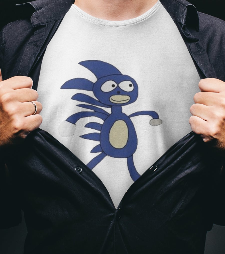 Sanic Meme Blue Hedgehog Parody Drawing T-Shirt
