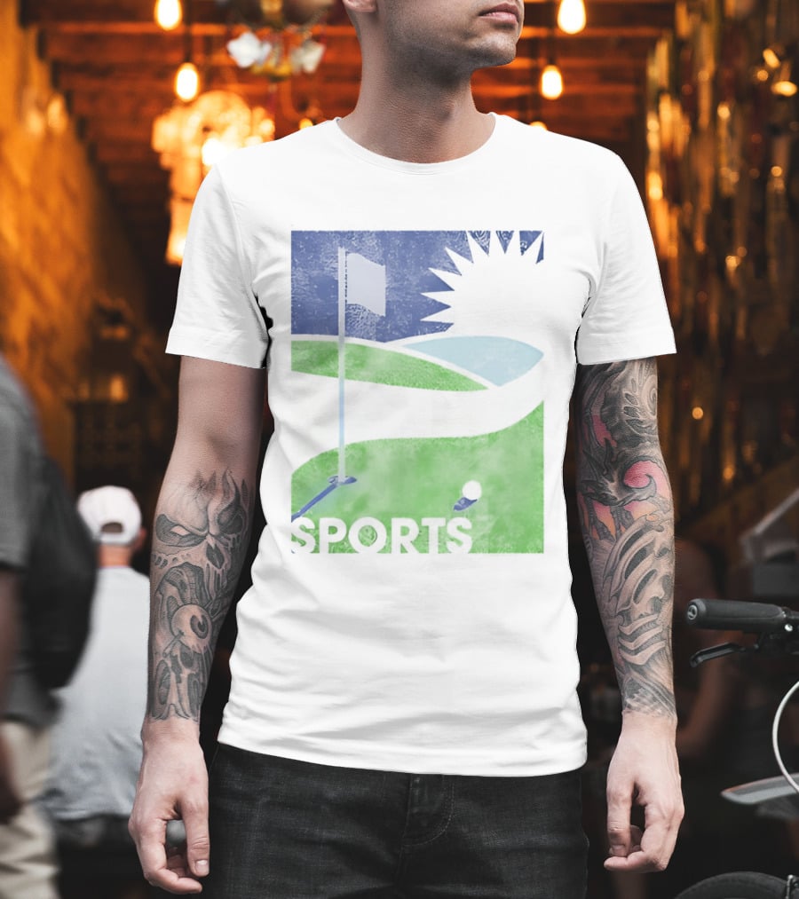 Golf Course Scenery Sports Landscape Sun Flag Ball T-Shirt