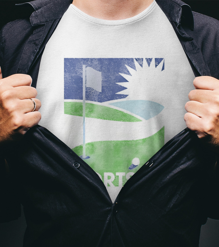 Golf Course Scenery Sports Landscape Sun Flag Ball T-Shirt