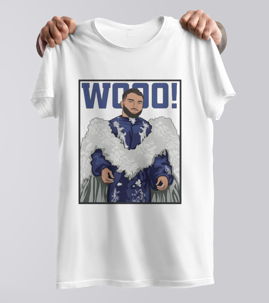 Wooo Skatt Flair New York Giants Iconic Blue Robe T-Shirt