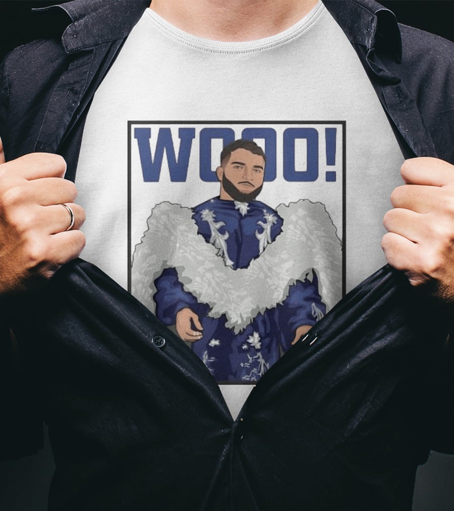 Wooo Skatt Flair New York Giants Iconic Blue Robe T-Shirt