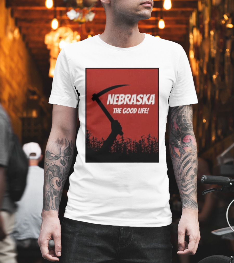Nebraska The Good Life Hand With Sickle And Crop T-Shirt