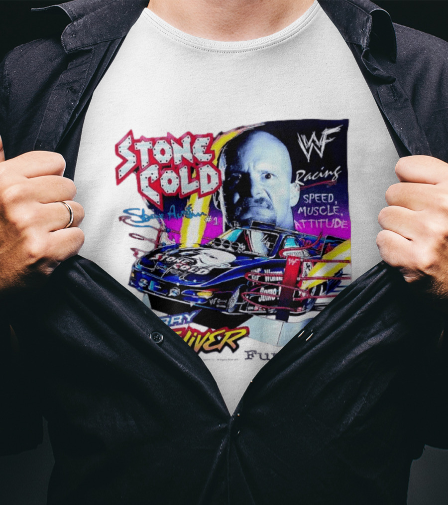 Stone Cold Steve Austin WWF Racing Jerry Toliver Speed Muscle Attitude T-Shirt