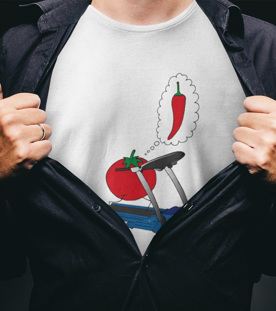Tomato Dreaming Of Chili On Treadmill Funny Food Meme T-Shirt