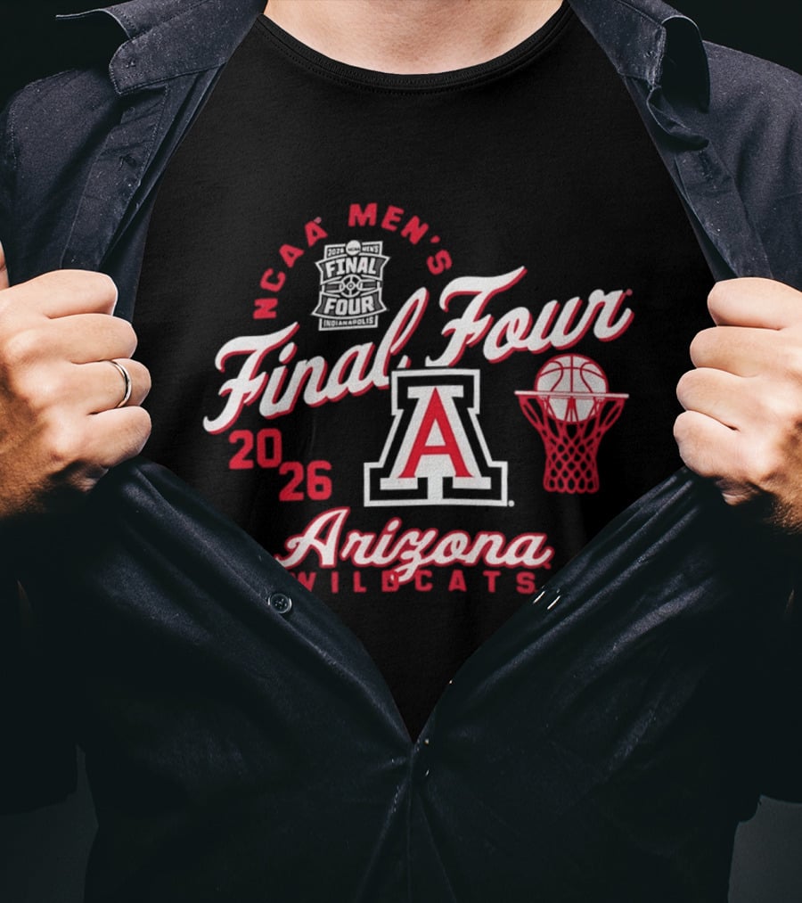 2026 NCAA Men's Final Four Arizona Wildcats Basketball A Logo Basketball Hoop T-Shirt