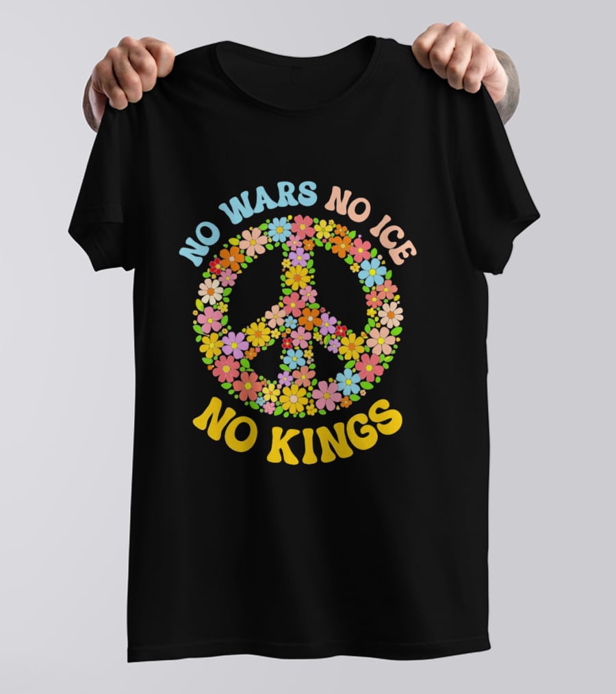 No Wars No Ice No Kings Peace Floral Motif T-Shirt