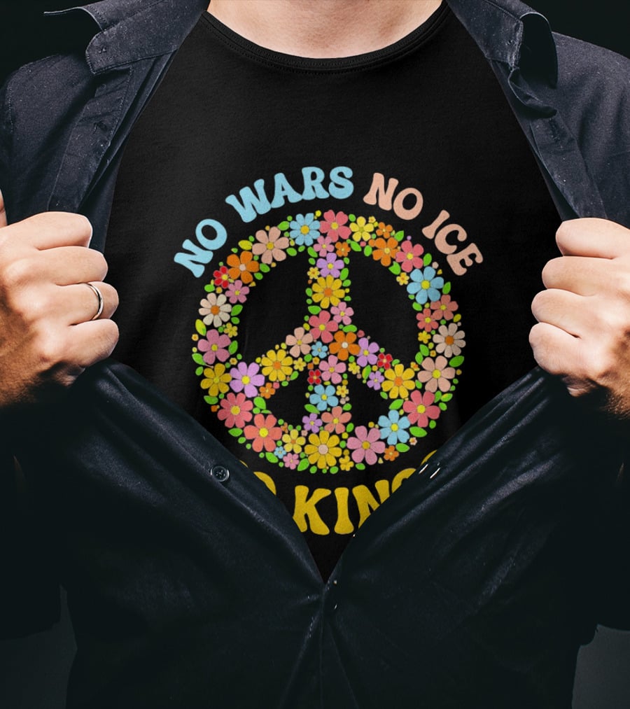 No Wars No Ice No Kings Peace Floral Motif T-Shirt