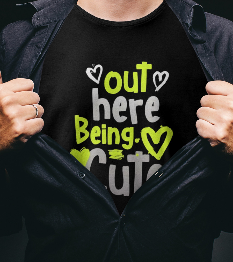 Out Here Being Cute With Heart And Love Illustrations T-Shirt