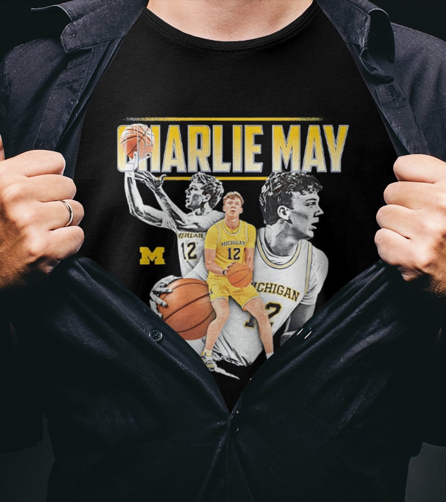 Charlie May Michigan Basketball NCAA Number 12 Collage T-Shirt