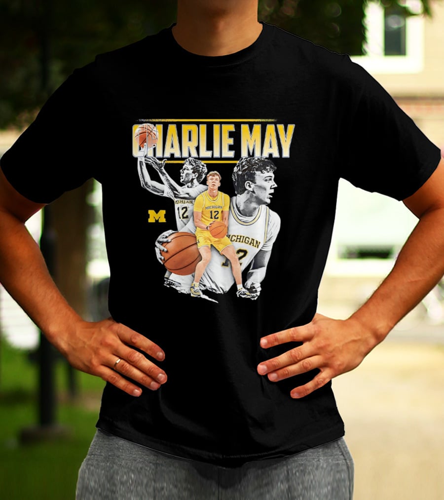 Charlie May Michigan Basketball NCAA Number 12 Collage T-Shirt