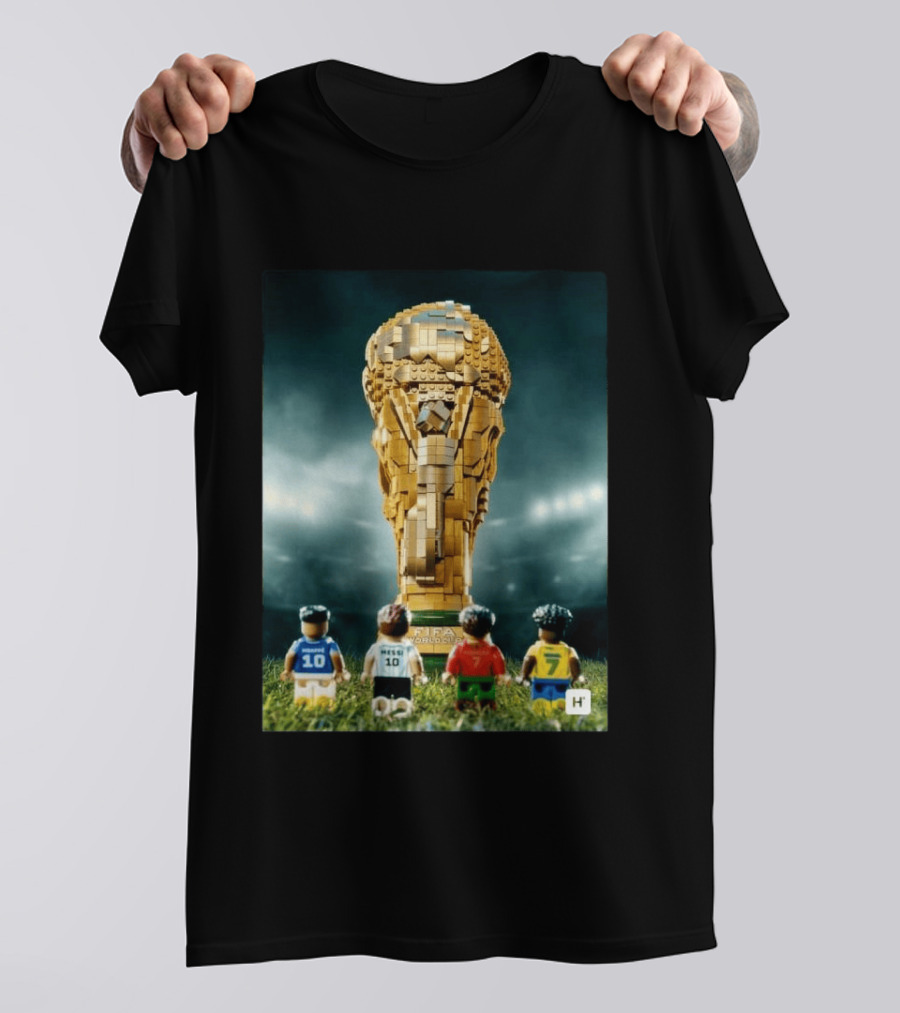 LEGO Football Legends FIFA World Cup 2026 Trophy Lionel Messi Cristiano Ronaldo Kylian Mbappé Vinicius Junior T-Shirt