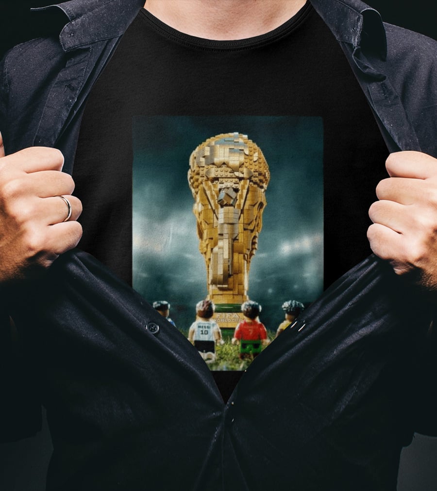 LEGO Football Legends FIFA World Cup 2026 Trophy Lionel Messi Cristiano Ronaldo Kylian Mbappé Vinicius Junior T-Shirt