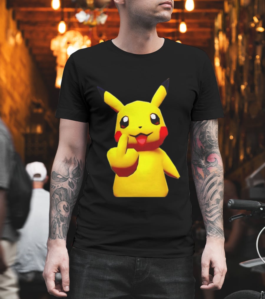 Pikachu Pokémon Middle Finger Gesture T-Shirt