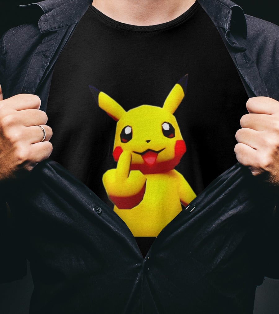 Pikachu Pokémon Middle Finger Gesture T-Shirt