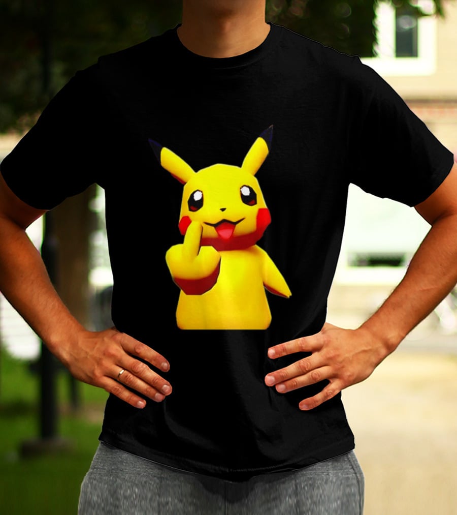 Pikachu Pokémon Middle Finger Gesture T-Shirt