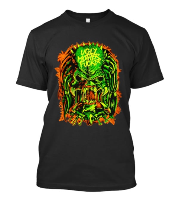 Predator Ugly Mother Fucker Alien Mask Neon Green And Orange T-Shirt