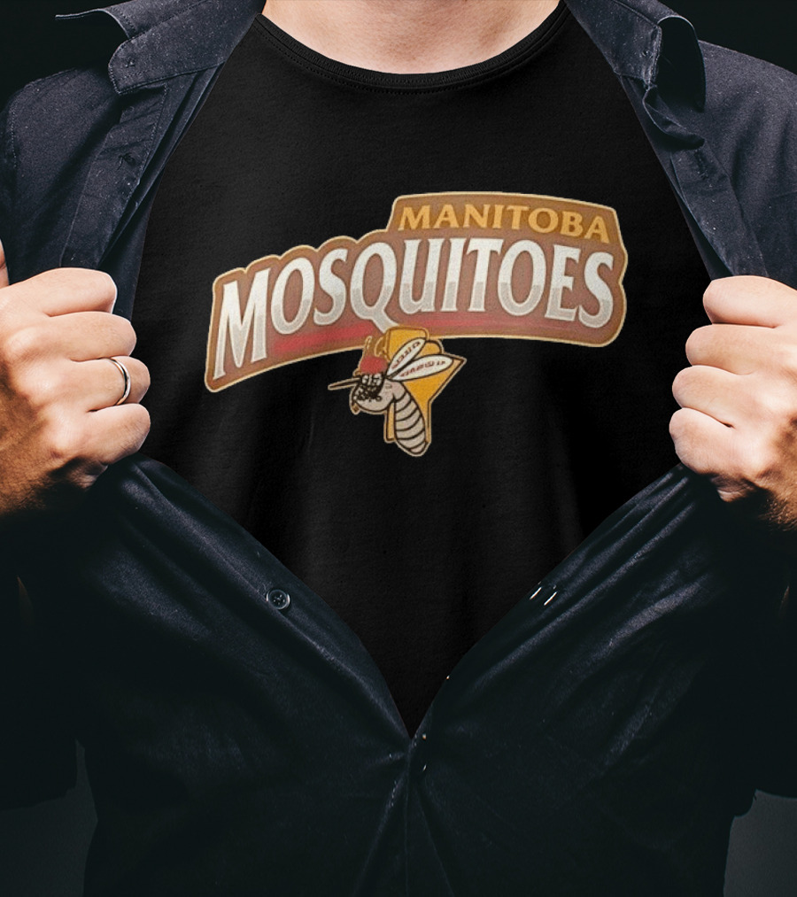 Manitoba Mosquitoes Cartoon Insect With Helmet T-Shirt