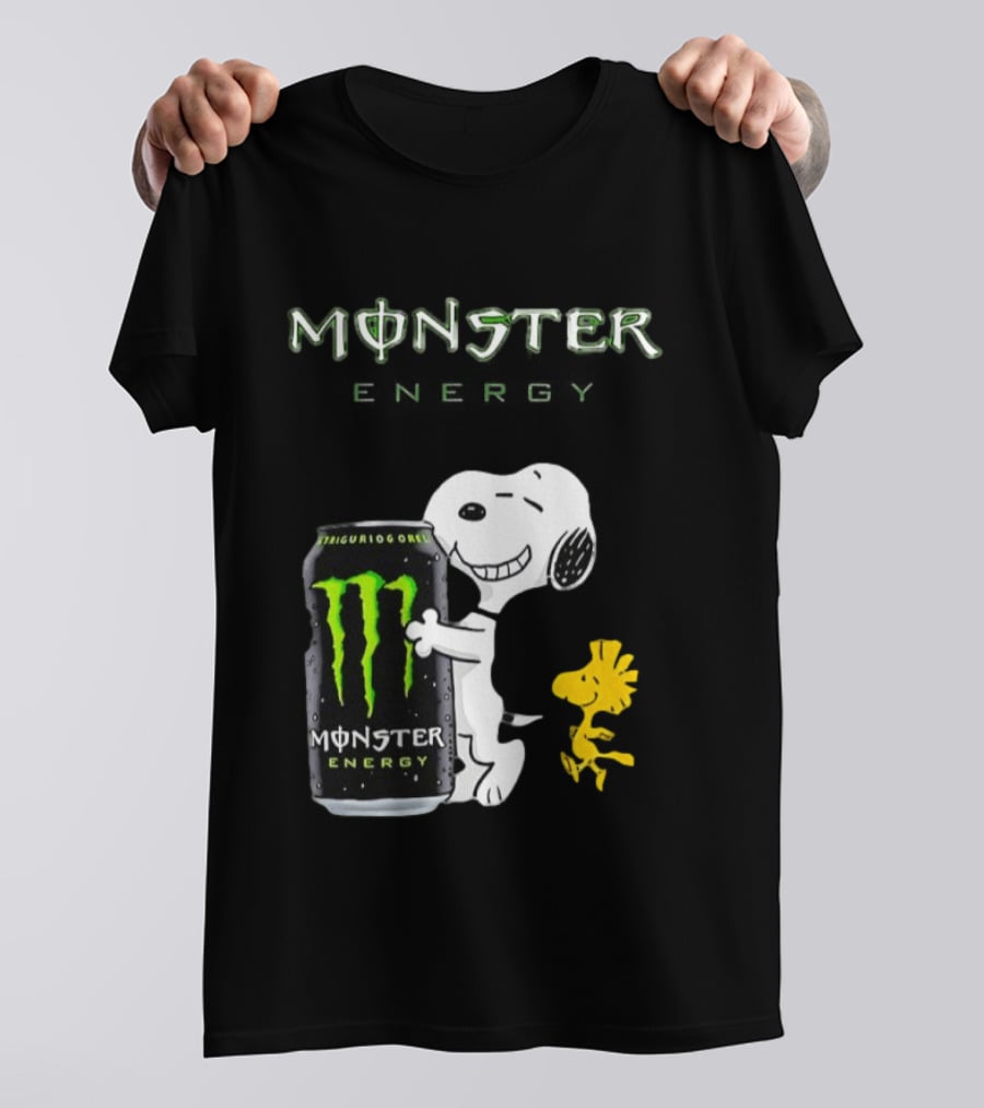 Snoopy And Woodstock Hugging Monster Energy Can Collaboration T-Shirt