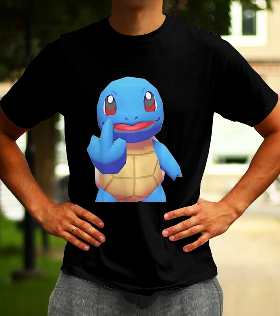 Squirtle Pokémon Gesture Middle Finger Playful Attitude T-Shirt