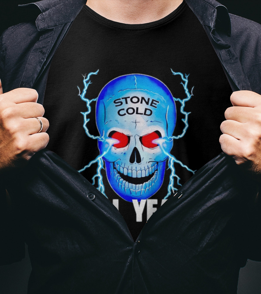 Stone Cold Steve Austin Skull Hell Yeah Electric Blue Lightning T-Shirt