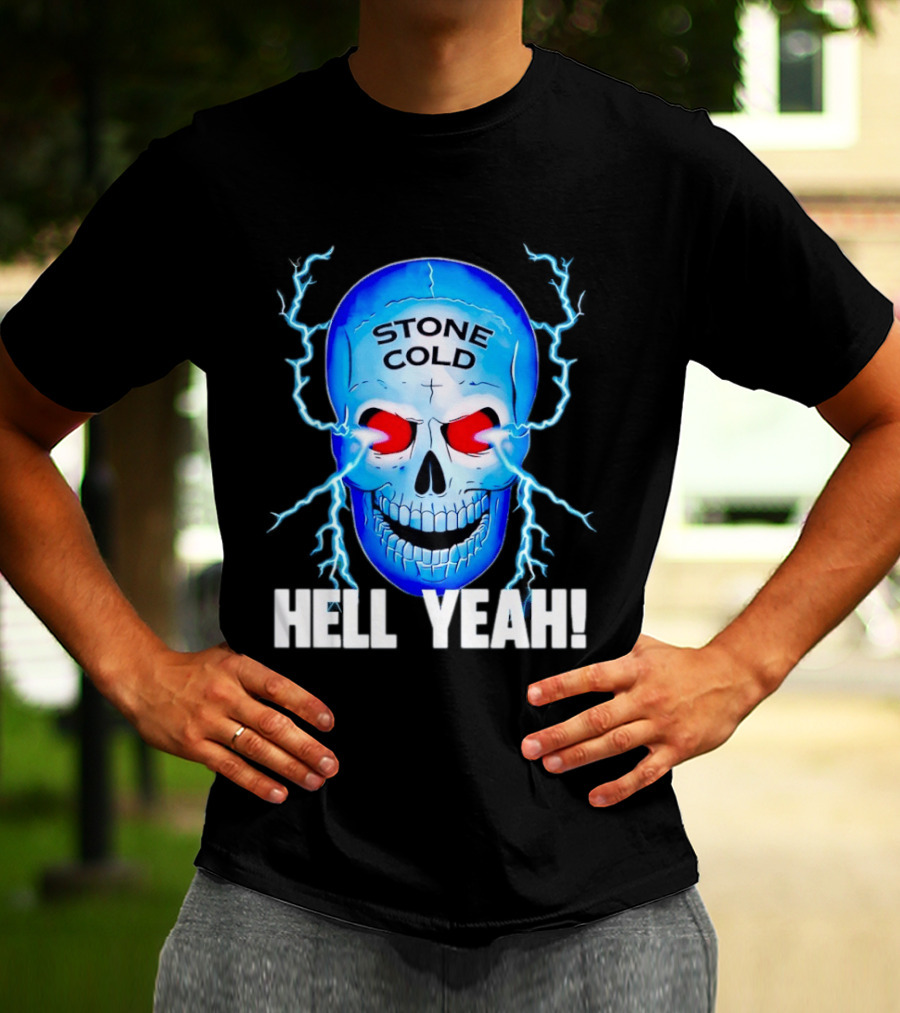 Stone Cold Steve Austin Skull Hell Yeah Electric Blue Lightning T-Shirt