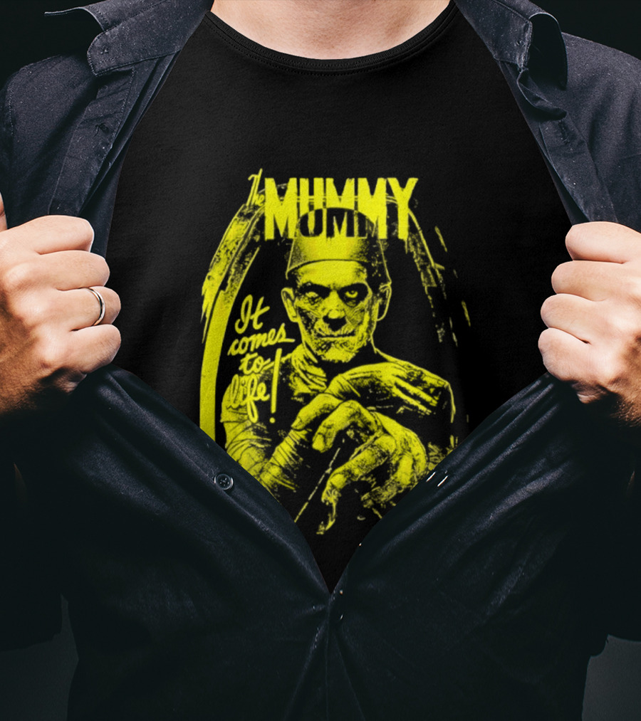 The Mummy It Comes To Life Horror Classic Vintage Yellow T-Shirt