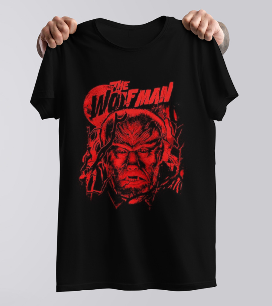 The Wolfman Under Moon Halloween Classic Monster Face T-Shirt