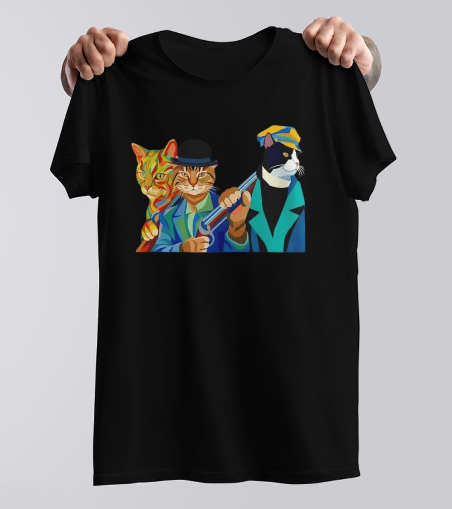 Three Cats Jazz Band Colorful Feline Musicians With Suits And Instruments T-Shirt