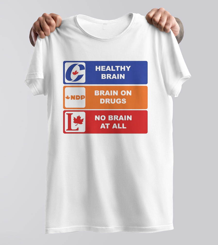 Healthy Brain Brain On Drugs No Brain At All Political Labels T-Shirt