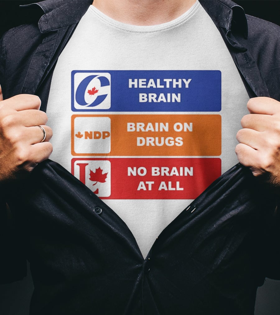 Healthy Brain Brain On Drugs No Brain At All Political Labels T-Shirt