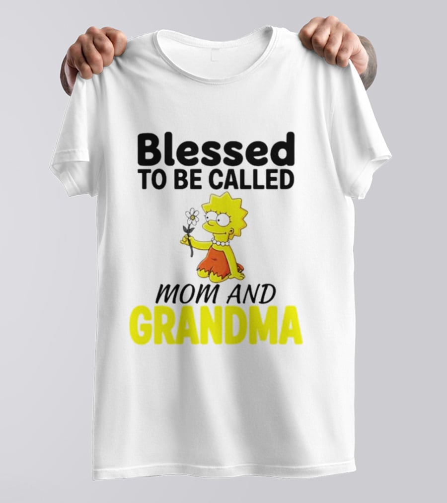 Blessed To Be Called Mom And Grandma Simpsons Character Holding Flower T-Shirt