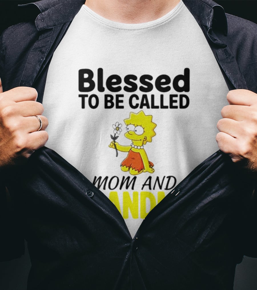 Blessed To Be Called Mom And Grandma Simpsons Character Holding Flower T-Shirt