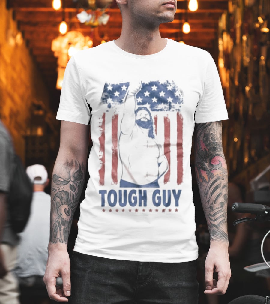 Hacksaw Jim Duggan Tough Guy American Flag Patriotic Wrestling T-Shirt