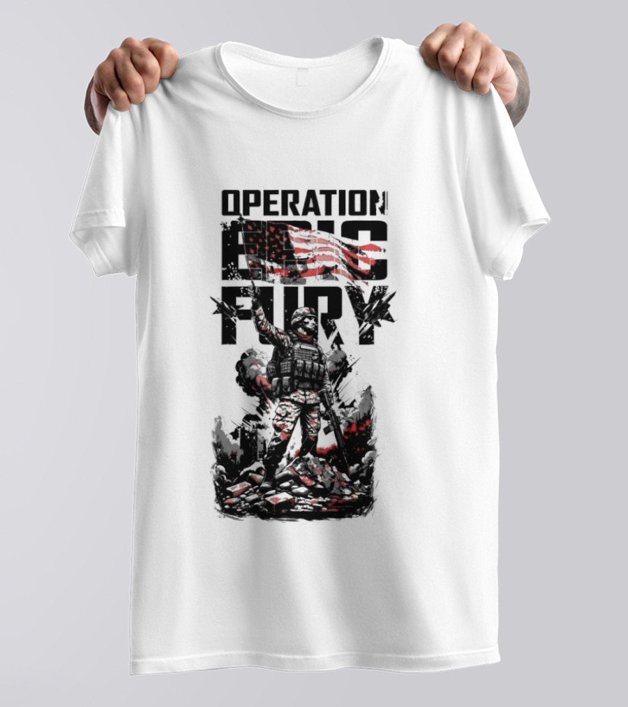 Operation Epic Fury American Flag Soldier 2.0 T-Shirt
