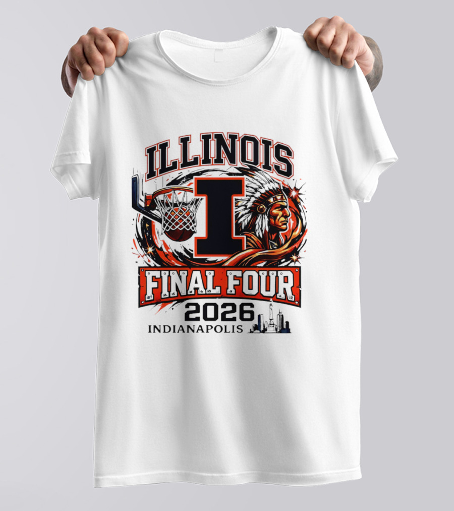 Illinois Basketball Final Four 2026 Indianapolis I Logo And Native American T-Shirt