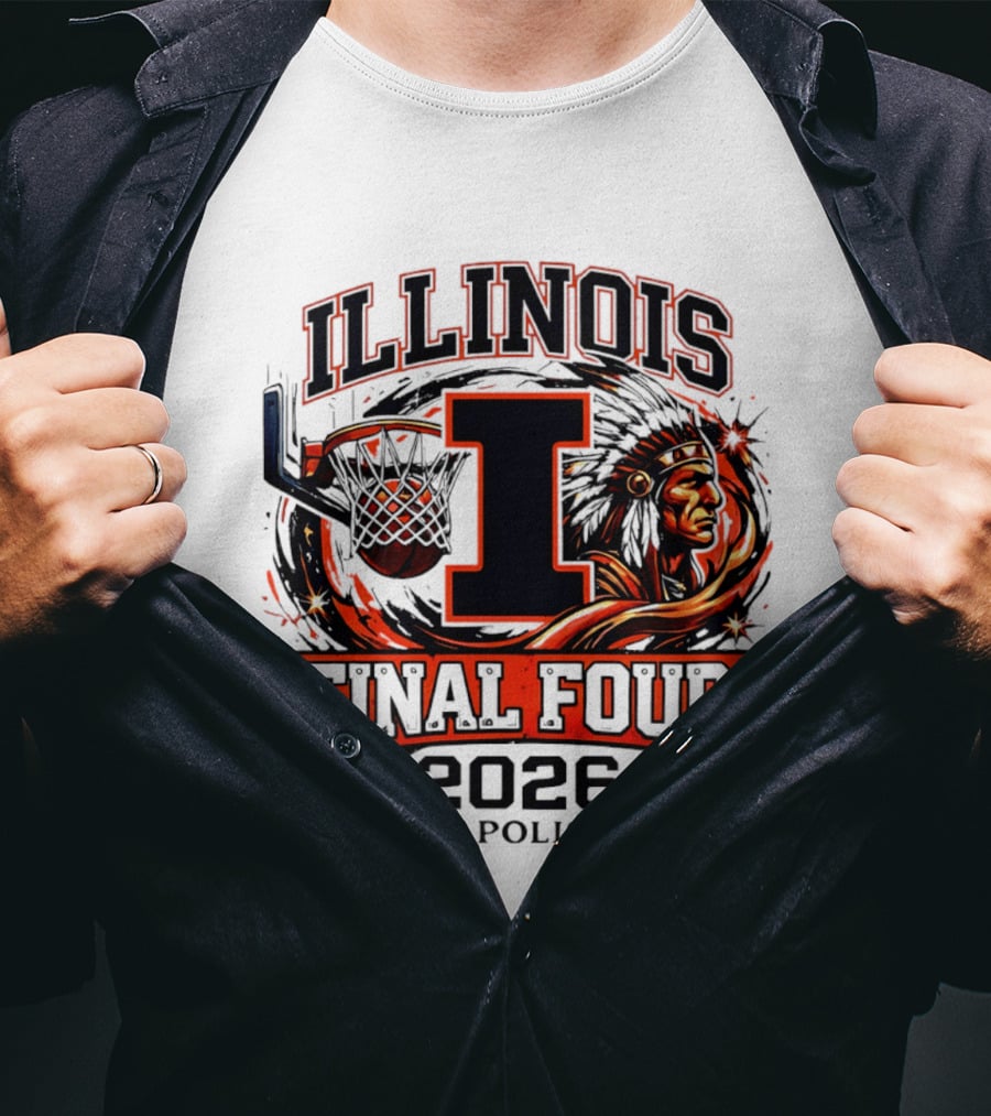 Illinois Basketball Final Four 2026 Indianapolis I Logo And Native American T-Shirt