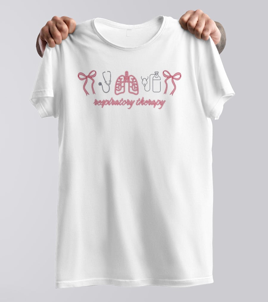 Respiratory Therapy Pink Ribbon Stethoscope Lung Support T-Shirt