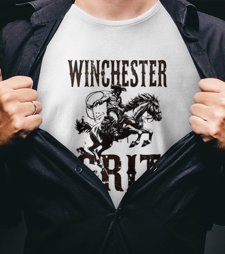Winchester Grit Cowboys Horses Western Rider T-Shirt