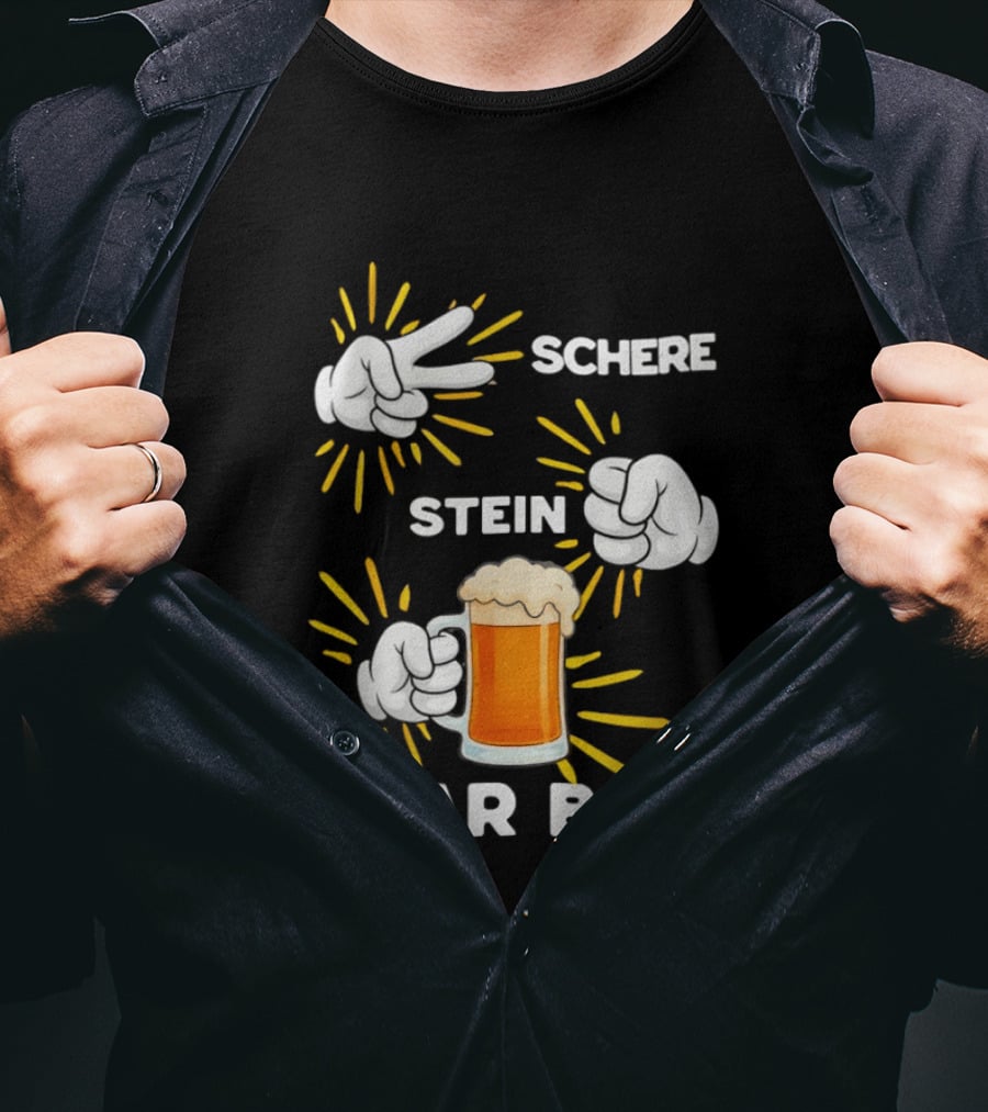 Bachelor Party Schere Stein Paar Bier Fun Celebration T-Shirt