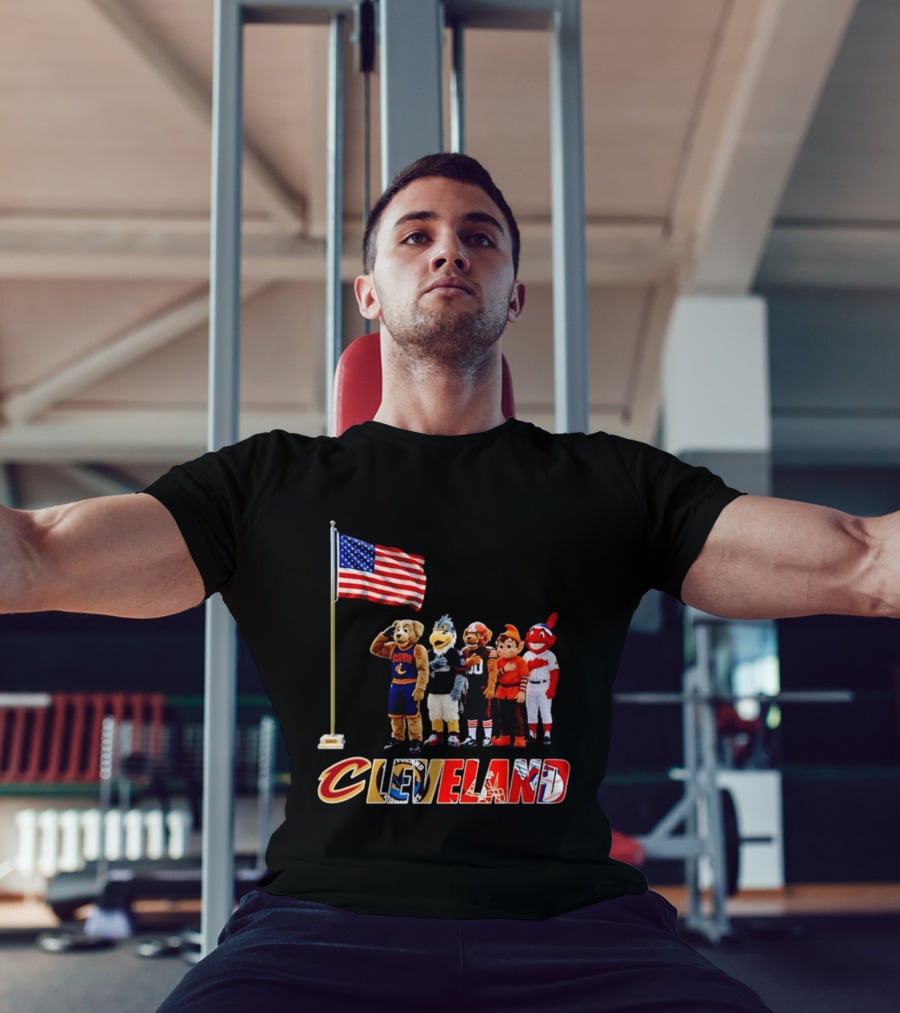 Cleveland Sports Mascots Salute The American Flag 2026 T-Shirt