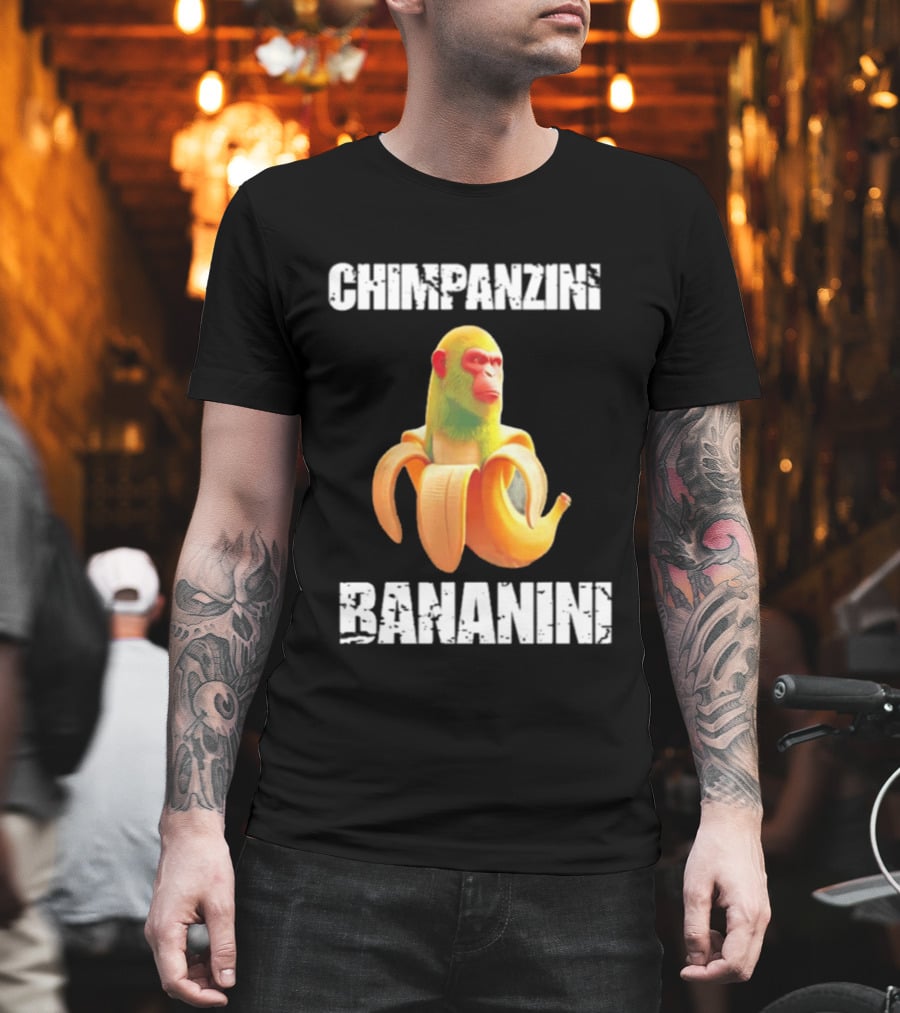 Chimpanzins Bananine Monkey Peeling A Banana T-Shirt