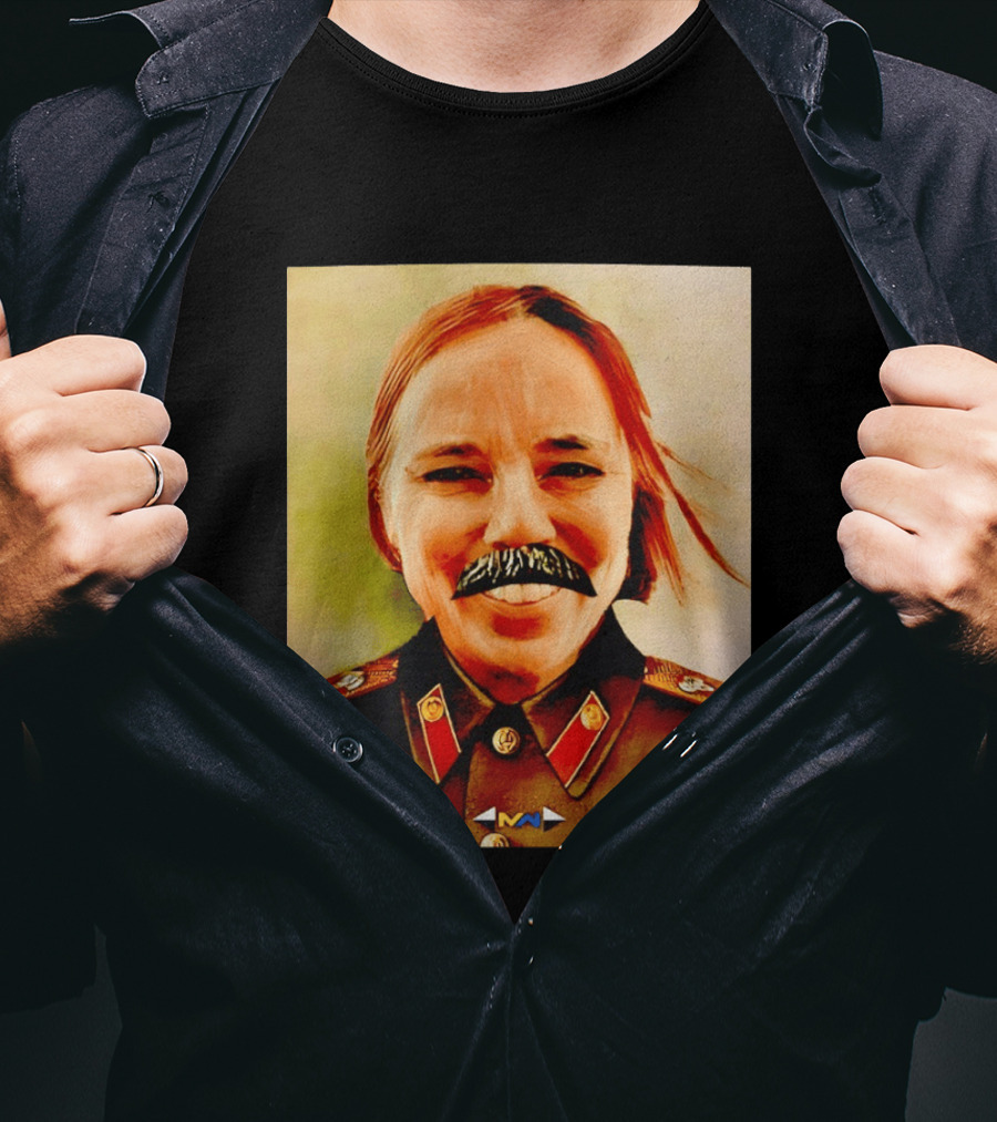 Comrade Bellows Military Portrait Caricature With Mustache T-Shirt