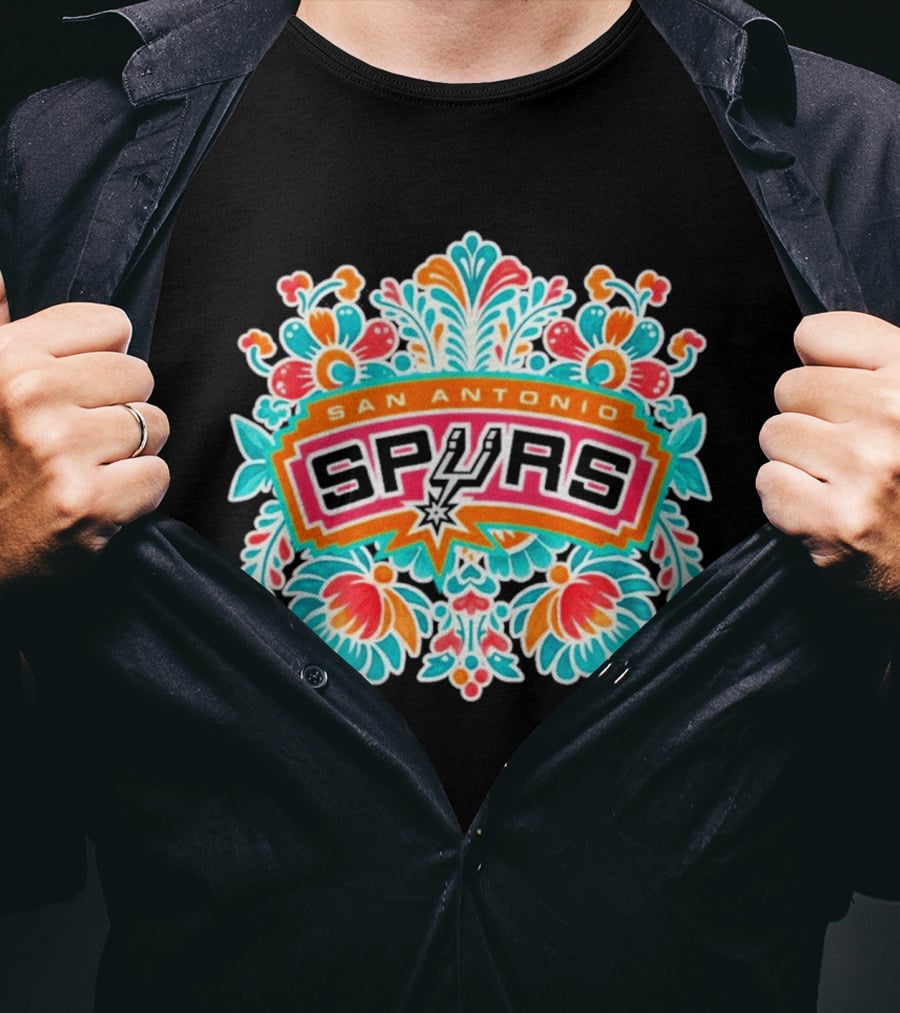 San Antonio Spurs Floral Fiesta Vintage Basketball T-Shirt