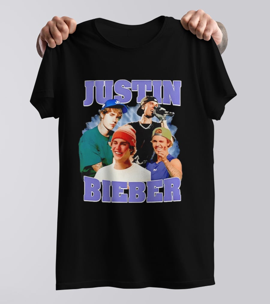 Justin Bieber Singing And Smiling With Various Iconic Looks T-Shirt